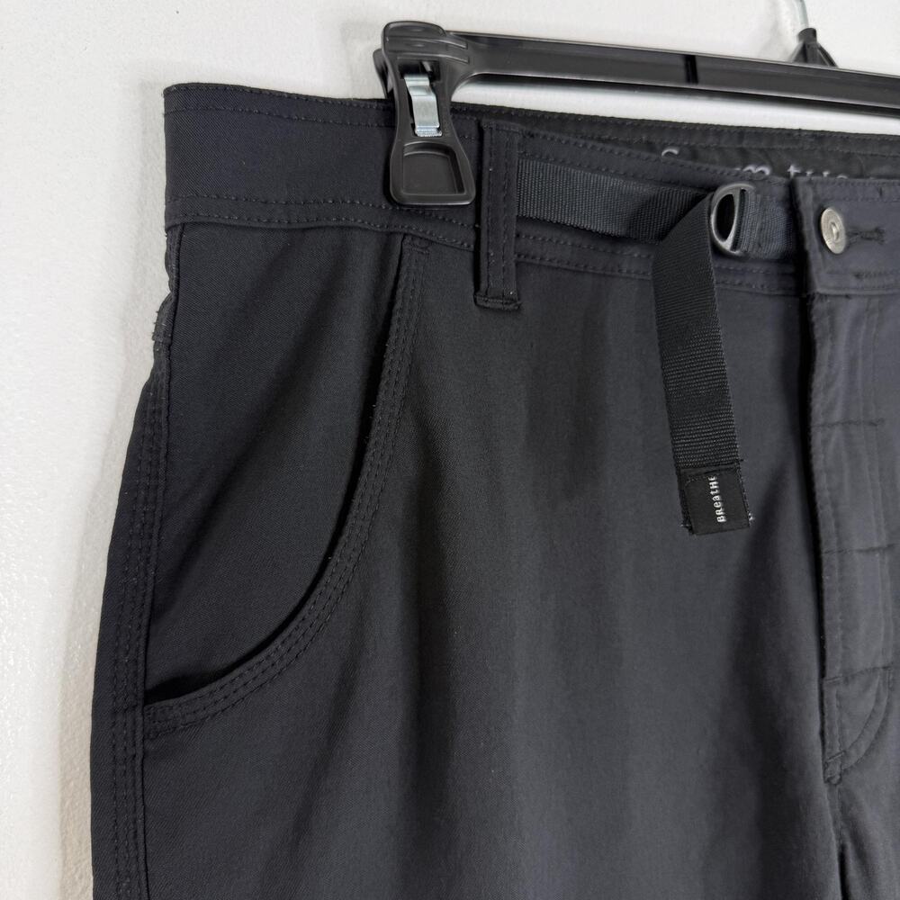 PrAna Pants Mens L 34L Black Cargo Stretch Adjustable Waist Outdoor Hiking